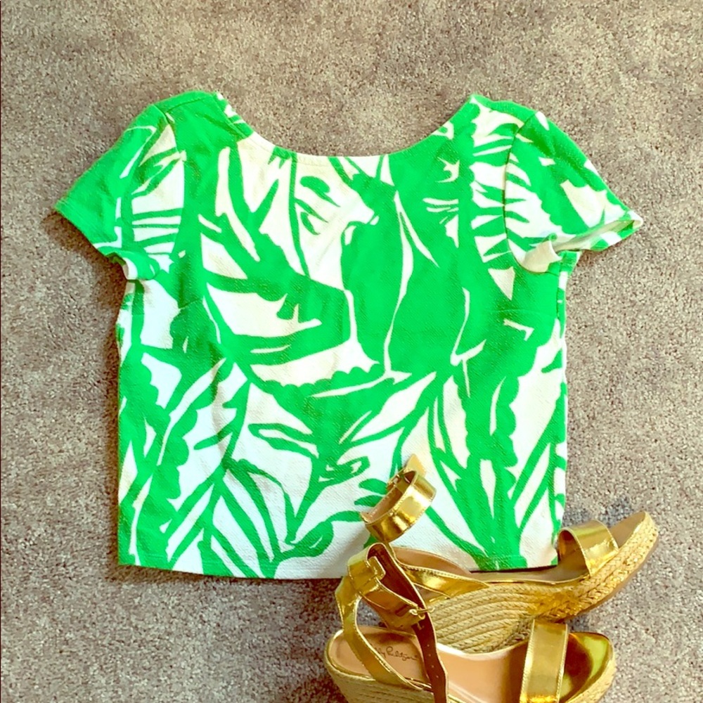 Tropical fern print crop top